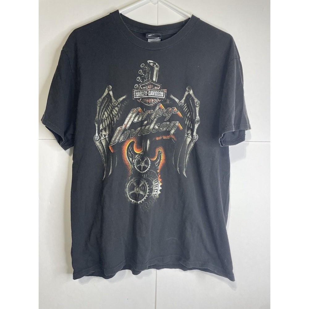 Harley Davidson T-Shirt Large Black Beach House Shallotte NC Guitar Dual Sided